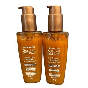2X L'Oreal Paris Sublime Bronze Self-Tanning Serum, Medium Natural Tan NEW